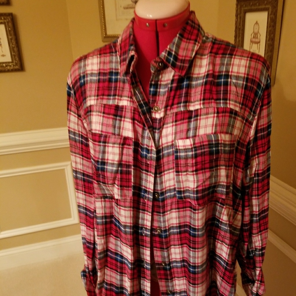 Plaid ladies  button down shirt
